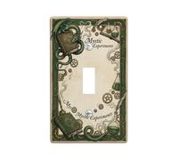 Placca di copertura per interruttore della luce singolo, motivo drago, stile fantasy steampunk, libro di alchimia, in plastica verde, dimensioni standard, per soggiorno, camera da letto, casa, ufficio
