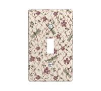 Placca di copertura per interruttore della luce singolo, motivo floreale vintage botanico con nastro primaverile color pesca tenue, in plastica, dimensioni standard, decorazione da parete per casa