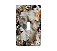 Placca di copertura per interruttore della luce singolo, motivo gatti, espressioni di volti giocosi, nessuna plastica neutra, dimensioni standard, piatti decorativi da parete per casa, soggiorno
