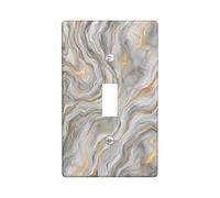 Placca di copertura per interruttore della luce singolo, motivo marmo, moderna ed elegante, in plastica dorata, senza plastica, dimensioni standard, per nuovo appartamento, casa, camera da letto