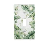 Placca di copertura per interruttore della luce singolo, motivo ninfea con foglie botaniche e boccioli primaverili, in plastica verde, dimensioni standard, decorazione per casa, soggiorno, nuovo