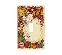 Placca di copertura per interruttore della luce singolo, motivo scheletro, taco cactus messicano, giorno dei morti, in plastica rossa, dimensioni standard, decorazione da parete per soggiorno, camera