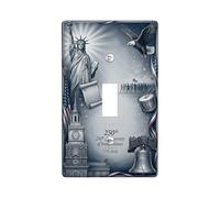 Placca di copertura per interruttore della luce singolo, motivo statua della libertà, con aquila storica patriottica, torre dell'indipendenza, in plastica blu, dimensioni standard, per interruttore da