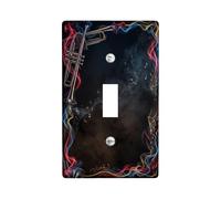 Placca di copertura per interruttore della luce singolo, note musicali contemporanee fumo, in plastica nera, dimensioni standard, decorazione per casa, soggiorno, nuovo appartamento (singolo)