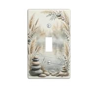 Placca di copertura per interruttore della luce singolo per bagno, con pietre naturali, rustica erba della pampa, eucalipto, in plastica neutra, dimensioni standard, per nuovo appartamento, casa