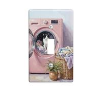 Placca di copertura per interruttore della luce singolo per lavabo, stile contemporaneo, fantasioso gatto, in plastica color pesca, dimensioni standard, copertura per interruttore della luce a levetta
