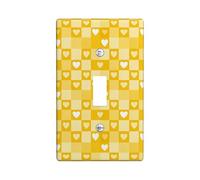 Placca di copertura per interruttore della luce singolo, quadrati moderni a scacchi primaverili gialli in plastica di dimensioni standard, piatti decorativi da parete per camera da letto, bagno