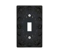 Placca di copertura per interruttore della luce singolo, stile bohémien, artistico, a mezzaluna, in plastica nera, dimensioni standard, decorazione per camera da letto, bagno, cucina, ingresso