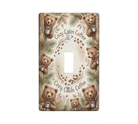 Placca di copertura per interruttore della luce singolo, stile rustico, in plastica color caffè, pino autunnale, dimensioni standard, decorazione da parete per camera da letto, bagno, cucina, ingresso