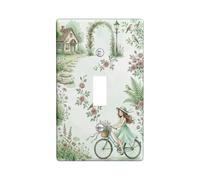 Placca di copertura per interruttore della luce singolo, stile vintage, motivo floreale primaverile, in plastica, dimensioni standard, decorazione da parete per nuovo appartamento, casa, camera da