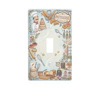 Placca di copertura per interruttore della luce singolo, stile vintage rustico, torte da chef primaverili, blu pastello, in plastica, dimensioni standard, decorazione per camera da letto, bagno, casa