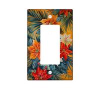 Placca di copertura per interruttore della luce tropicale floreale, fiori arancioni caldi per decorazioni domestiche, piastre da parete in materiale termoplastico, dimensioni standard singolo Rocker