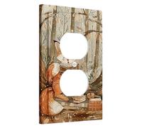 Placca di copertura per interruttore della luce volpe, beige autunno lettura animali del bosco piatti da parete a levetta, accenti da parete per vacanze nella foresta, copertura in termoplastica di