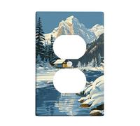 Placca di copertura per interruttore luce montagna invernale, design blu scenico natura per decorazione domestica, piastre da parete termoplastiche, presa singola duplex di dimensioni standard