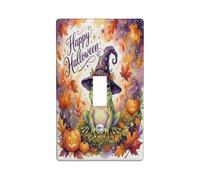 Placca di copertura per interruttore singolo anfibio, fantasioso cappello di zucche stagionali di Halloween, verde, dimensioni standard, copertura per interruttore della luce a levetta, per casa