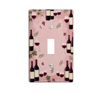 Placca di copertura per interruttore singolo per bottiglie di vino, rustica chic, per bicchieri da vino con uva e pesca, in plastica, dimensioni standard, decorazione per casa, soggiorno, camera da