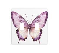 Placca di copertura per luce a doppia banda, con farfalla rosa, decorazione per interruttore da parete, dimensioni standard - 11,4 x 11,4 cm