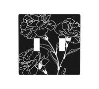 Placca di copertura per luce a doppia banda, motivo garofano, colore bianco e nero, dimensioni standard, 11,4 x 11,4 cm