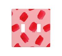 Placca di copertura rossa con pennellate su luce rosa chiaro, doppia banda, interruttore da parete, decorazione misura standard - 11,4 x 11,4 cm