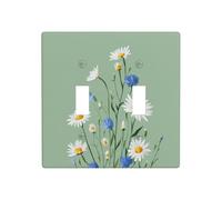 Placca di copertura semplice e minimalista a doppia banda, con margherite e fiordalisi, decorazione per interruttore da parete, dimensioni standard - 11,4 x 11,4 cm