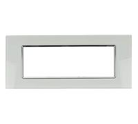 Placca effetto vetro lucido compatibile con Vimar Plana da incasso a scatto, per supporti 3/4/7 moduli (3M/4M/7M) Nero/Titanio/Bronzo cassette 503/504/507 - Bianco 7 moduli
