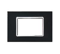 Placca effetto vetro lucido compatibile con Vimar Plana da incasso a scatto, per supporti 3/4/7 moduli (3M/4M/7M) - finiture Nero/Titanio/Bronzo - per cassette 503/504/507 (3 Moduli, Nero cod.2VT)
