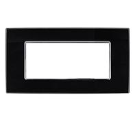 Placca effetto vetro lucido compatibile con Vimar Plana da incasso a scatto, per supporti 3/4/7 moduli (3M/4M/7M) - finiture Nero/Titanio/Bronzo - per cassette 503/504/507 (7 Moduli, Nero cod.2VT)