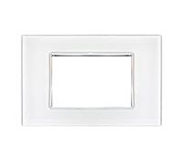 Placca effetto vetro lucido compatibile con Vimar Plana da incasso a scatto, supporti 3/4/7 moduli (3M/4M/7M) Nero/Titanio/Bronzo cassette 503/504/507 (3 Moduli, Bianco cod.00VT)