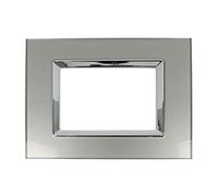 Placca Elegance 3M, Colore TITANIO, Placca Effetto Vetro 3 Posti, Compatibile Con Bticino Matix