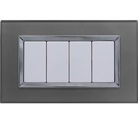 Placca Elegance 504 4M Vetro Titanio Compatibile Bticino Matix SD68004-07VT