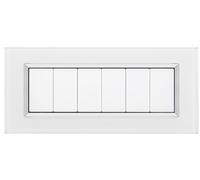 Placca Elegance Bianco Vetro 506 6M Moduli Compatibile Bticino Matix SD68006VT