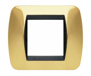 Placca Elettrica 2 Moduli BTicino L4802OR Living - Oro Vero