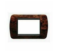 Placca Elettrica 3 Posti BTicino L4803LRN Living International - Legno Radica di Noce