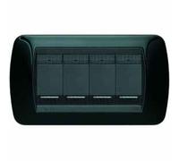 Placca Elettrica 4 Posti BTicino L4804NR Living International - Nero