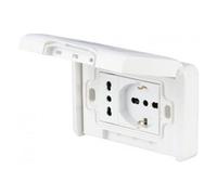 POLY POOL - PP6097X Kit Incasso da Esterno Premontato con Doppia Presa Impermeabile - da Muro con Presa Bivalente e Schuko Pluristandard