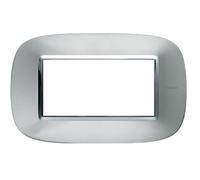 Placca Ellittica Bticino Axolute In Metallo Finitura Alluminio - CONFEZIONE: 1 pz., Numero Posti: 4 Moduli