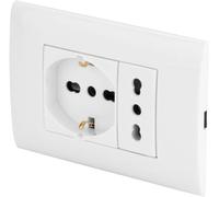 Placca Evolution Scatola 3 Moduli Con Frutto Presa Bivalente E Frutto Presa Plur