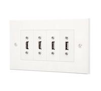Placca frontale a 4 porte USB 2.0 tipo A - 4 prese USB-A femmina con cavi da 20 cm - Presa di prolunga UK a doppia banda