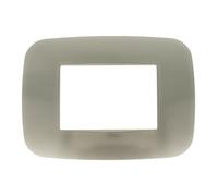 Placca Futura Placche Tecnopolimero Compatibile Axolute Oro Lucido Bronzo Cromo Wenge' Acciaio Scuro Nero Flash 3 moduli 3M posti (TITANIO cod.07)