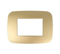Placca Futura Placche Tecnopolimero Compatibile Axolute Oro Lucido Bronzo Cromo Wenge' Acciaio Scuro Nero Flash 3 moduli 3M posti (ORO cod.12)