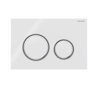 Placca Geberit Sigma50 RouVetro Bianco / Cromato Doppio Tasto | 115.884.SI.1
