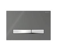 Placca Geberit Sigma50 Square Vetro Fumè a Specchio / Cromato Doppio Tasto | 115