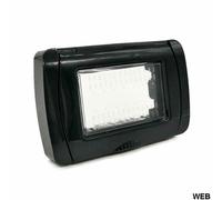 Placca idrobox IP55 3P nera compatibile con Living International - 2 pezzi