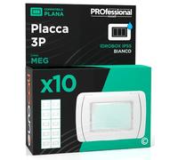 Placca Idrobox IP55 Rettangolare con Coperchio 3 Moduli Compatibile con Vimar Plana per Frutti Elettrici Colore Bianco - Confezione da 10
