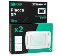 Placca Idrobox IP55 Rettangolare con Coperchio 3 Moduli Compatibile con Vimar Plana per Frutti Elettrici Colore Bianco - Confezione da 2