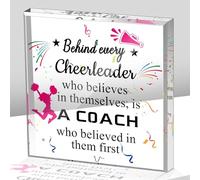 Placca in acrilico con scritta "Cheer Coach", regalo essenziale per cheerleader, idea regalo di apprezzamento, per ufficio, tavolo, con scritta "Thank You for Cheerleader", idea natalizia (rosa, 15 x