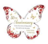 Placca in acrilico per anniversario di matrimonio, 12,7 x 9,7 x 0,9 cm, in acrilico, a forma di farfalla, idea regalo per 50° anniversario per lei, moglie