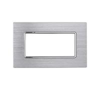 Placca In Alluminio Serie Solar 4P Colore Silver Lucido Compatibile Con Bticino