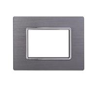 Placca In Alluminio Serie Space 3P Colore Silver Compatibile Con Bticino Living
