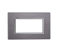 Placca In Alluminio Serie Space 4P Colore Silver Compatibile Con Bticino Living